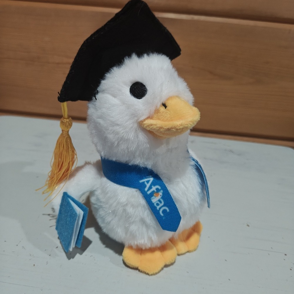Very rare HTF Aflac Plush Duck Holding Diploma Graduation Blue Scarf F41